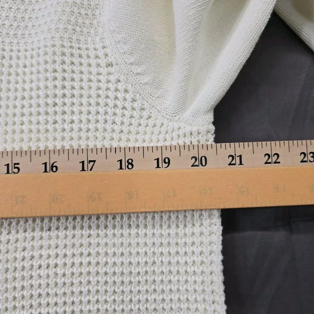Ben Sherman Cable Knit Ivory Crew Neck Men's Sweater Size Medium